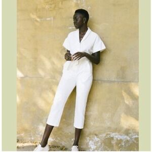 Soludos Rialto Organic Jumpsuit Romper New With Tags White Embroidered‎ Size Sm